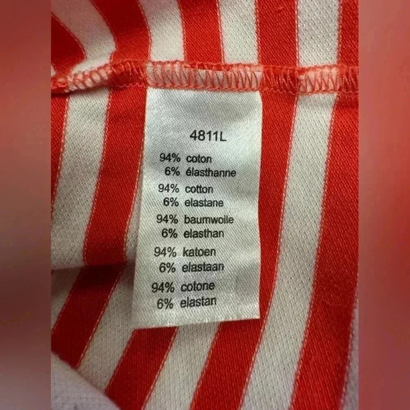 Lacoste SS Golf Style Orange Striped Shirt Size  44 - Picture 9 of 10